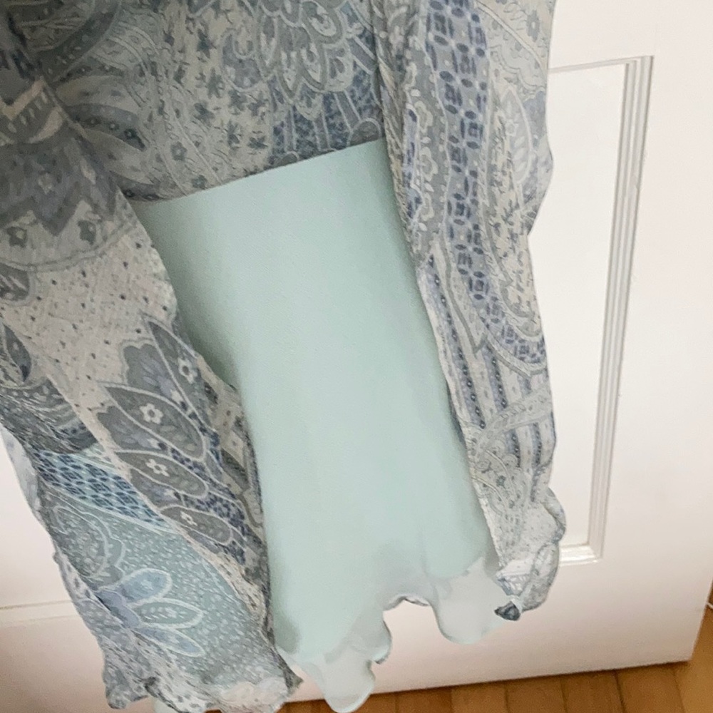 Carmen Marc Valvo Blue Paisley Gown - Picture 7 of 12